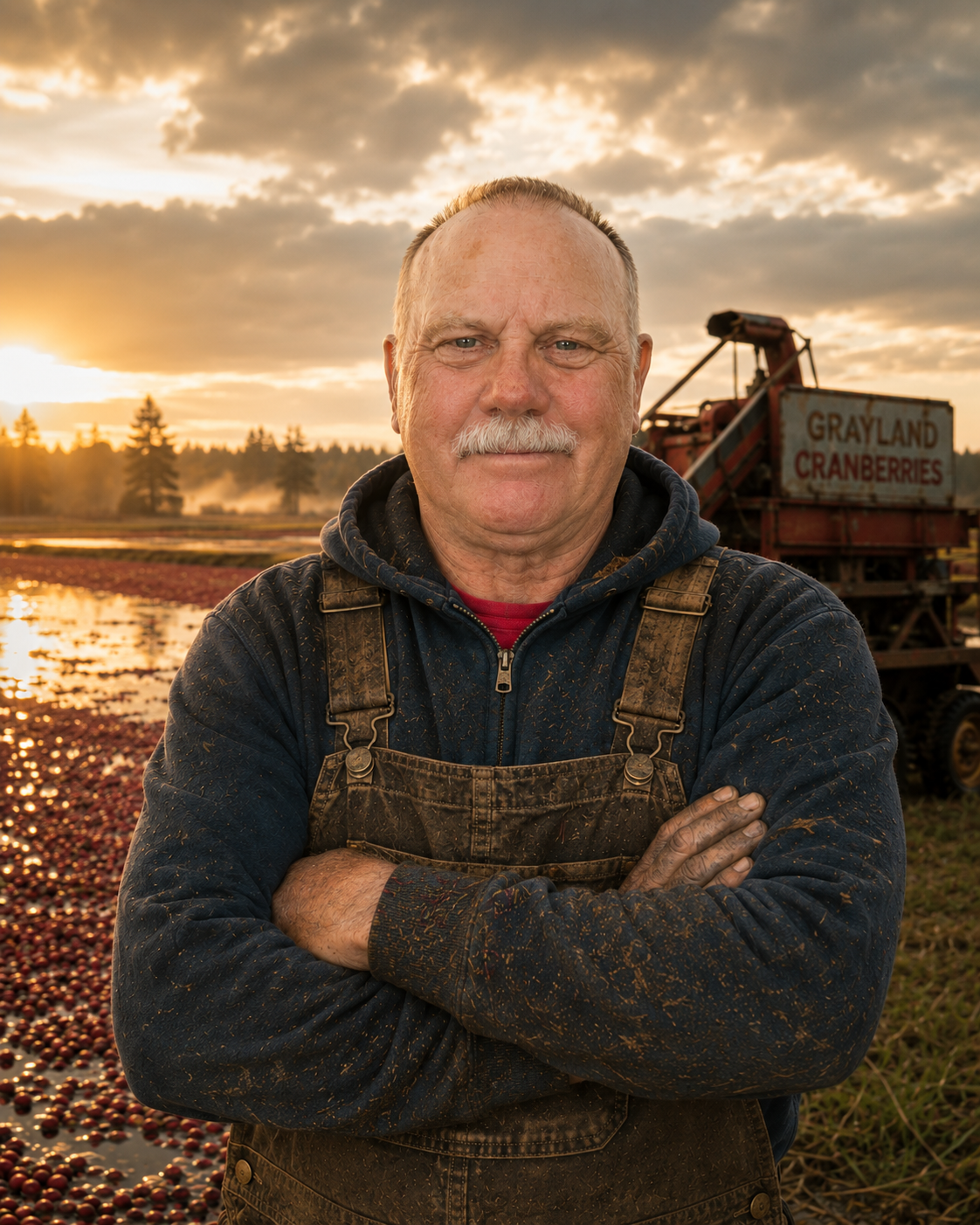 Jimi O'Hagan on his cranberry farm in Grayland, Pacific County, WA